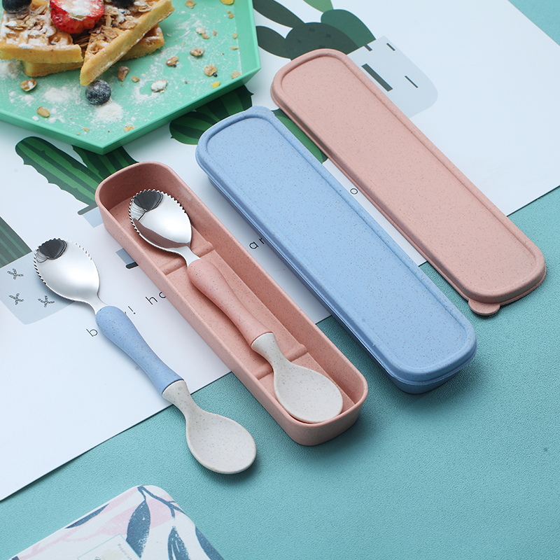 304 stainless steel fruit dredging spoon children scraping apple mud spoon double-head scraping mud spoon baby non-staple food digging spoon