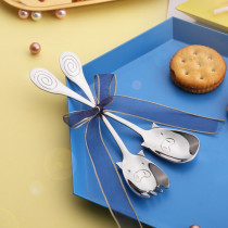 Cartoon pig spoon 304 stainless steel childrens tableware spoon fork set Cute baby learning to eat training spoon