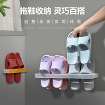  Bathroom slipper rack Simple punch-free wall telescopic hanging wall toilet storage artifact Bathroom storage rack