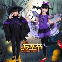 New Halloween Children Quần áo Công chúa Phù thủy Dress Cosplay Party Fancy Dress Ball Bat Trang phục thời trang bé gái