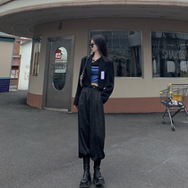 Asakawa Shuichi casual pants womens thin all-match black suit pants straight wide-legged pants hot girls high waist loose drape