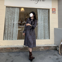 Asakawa Shuichi floral dress female early autumn 2021 new lace stitching skirt doll collar mid-length skirt