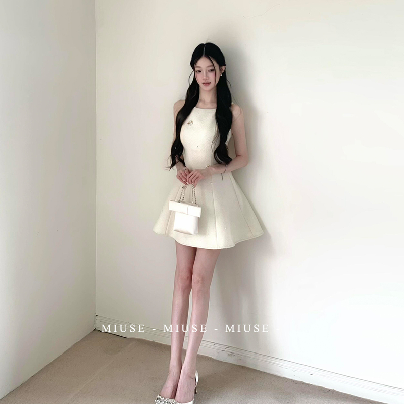 Chanel-Style Dress for Women, Socialite Heavy-Beaded Birthday Dress, Formal Dress, Sleeveless Tank Dress, Waist-Cinching Princess Dress Chanel-Style Dress for Women, Socialite Heavy-Beaded Birthday Dress, Formal Dress, Sleeveless Tank Dress, Waist-Cinching Princess Dress