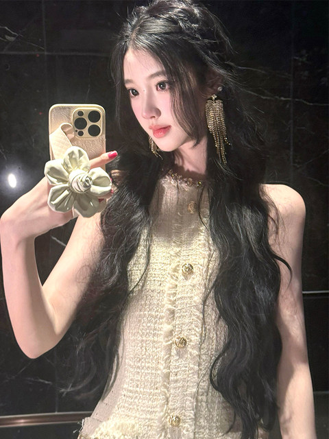 Chanel-Style Dress for Women, High-End Socialite Miu-Style Heavy-Duty Rhinestone-Embellished Mini Dress, Tank Dress, Sexy Bodycon Dress