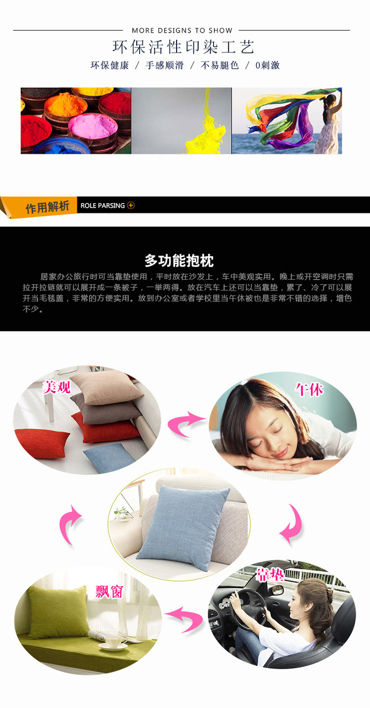 Vải lanh dày sofa gối đệm lớn đệm văn phòng gối đầu gối gối tựa lưng xe Chăn tiện ích