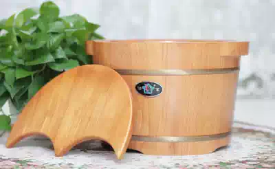 Oak foot bath tub Wooden barrel Foot bath foot bath wooden basin Solid wood household foot therapy health basin Wooden high-depth foot bucket