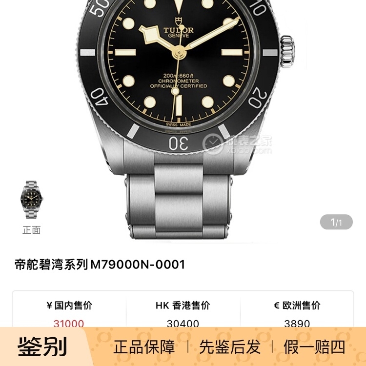 Brand New, Genuine Chinese Version Tudor Black Bay Series M79000N-001 37mm Diameter Men's Wristwatch