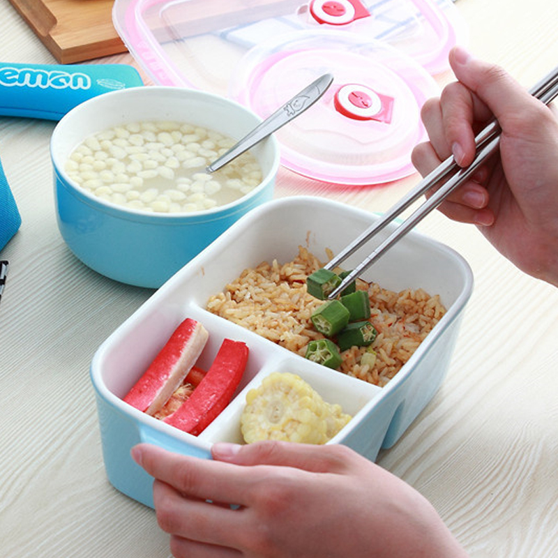 Office work Ceramics Separation Lunch Box Microwave Oven Heating Special Refreshing insulation portable lunches with lid bowls students big