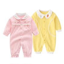 Baby autumn jumpsuit foreign girl baby Princess cute ha clothes newborn early autumn clothes long sleeve climbing suit