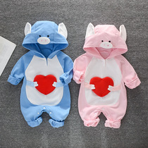 Baby jumpsuit autumn coat ha Clothes Clothes men and women Baby Cotton clothes hooded climbing clothes newborn autumn clothes