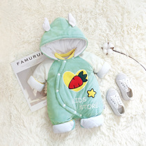 Newborn Baby Clothes Winter Cotton Clothing Warm Full Moon Baby Conjoined Clothes Out Thickened Cotton Clothes Cute Ha Clothes Winter
