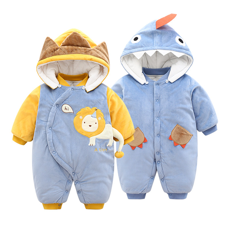 Baby one-piece winter clothing thickened baby wear velvet warm and cute newborn winter coat Children's cotton clothes