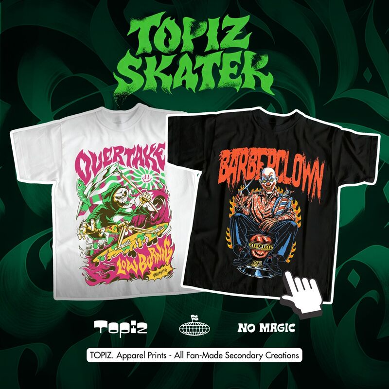 Skater Vintage American Retro Short-Sleeved T-Shirt for Men and Women, Loose Large Size Street Graffiti Skateboard Topiz