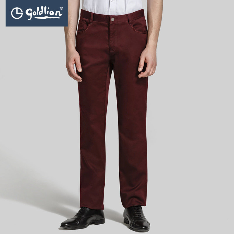 Goldlion Men's Autumn Slim Fit Comfortable, Soft, Skin-Friendly Plush Feel Casual Pants, Trousers Hui]