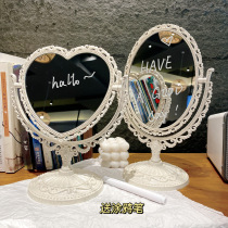 ins mirror makeup mirror retro web red desktop desktop comb makeup mirror girl heart size student dorm bifacial mirror