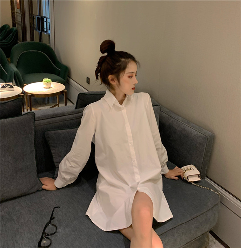 VK旗艦店 韓國風襯衫配馬甲復古長袖洋裝