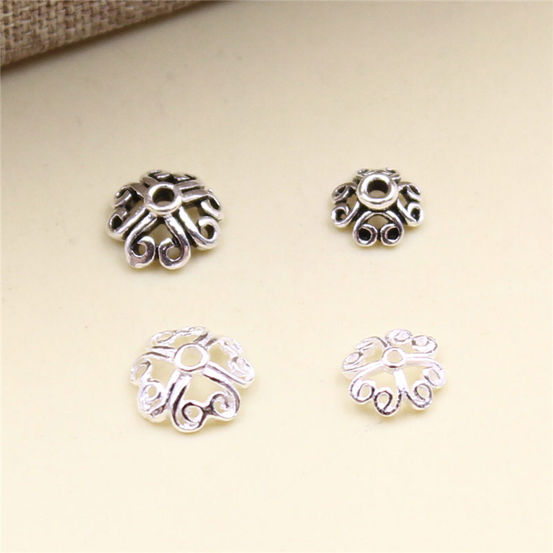 925 Sterling Silver DIY Accessories Hollow Torus Flower Cap 6-8MM Bracelet Handmade Buddha Beads Hand Shim Spacer