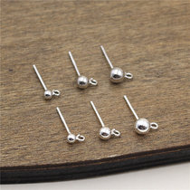 Ai Yin silver S925 sterling silver earrings handmade DIY accessories Vegetarian silver bean bean with ring ball stud earrings 3 4 5MM