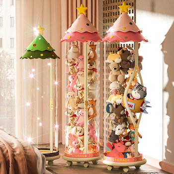 Doll storage barrel for household children's dolls cylindrical tube cute zipper style plush toy sorting tool
