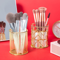 Nordic INS Makeup Brush Containing Barrel Iron Art Rose Gold Tabletop Pen Holder Golden Color Makeup Beauty Cosmetic Tool Containing Silo