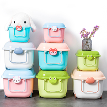 Poly cute toy storage box Large childrens clothes plastic finishing box Pulley covered cartoon storage box