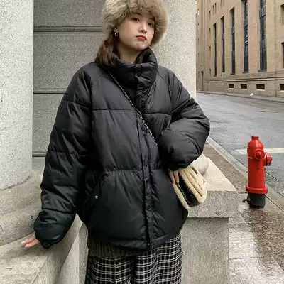 Japan black down jacket women's short autumn and winter Korean version of the wild little man 90 white duck down stand-up collar shop cotton jacket jacket trend