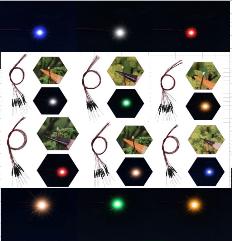 15 packs DIY train car model toy LED luminous patch small lamp with wire model building block model