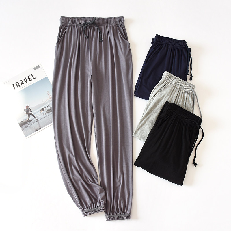 Modale Sleeping Pants Men Long Pants Pure Cotton Spring Autumn Season Summer Thin collection foot large size Elastic Casual Loose EASY HOME PANTS