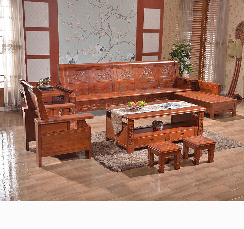 Camphor wood sofa all solid wood combination sofa modern Chinese living room small apartment sofa free combination economy