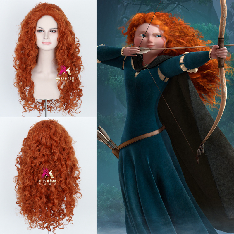 Meisi Youfa Disney Brave Legend Princess Merida Long Curly Hair Adult Children Cos Anime Wig