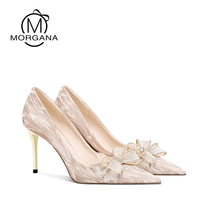 Wedding shoes women 2022 new show and wedding dress Two-wear style crystal shoes bridal shoes high heels with female bow tie shoes