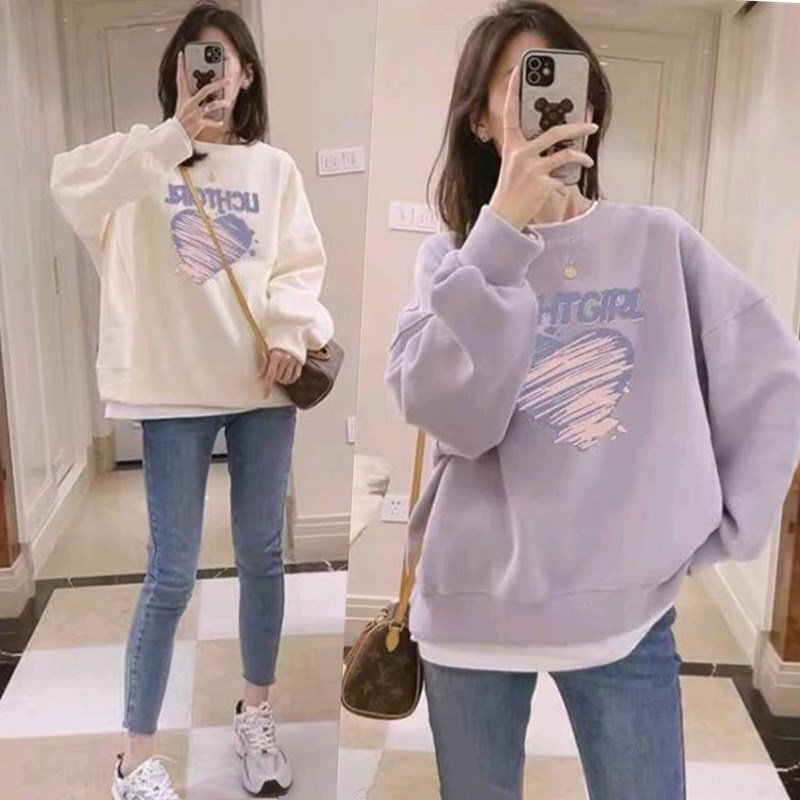 Pregnant woman blouses autumn and winter style 2023 new small sub-clothing women's autumn clothes suit winter fashion fake two sets-Taobao