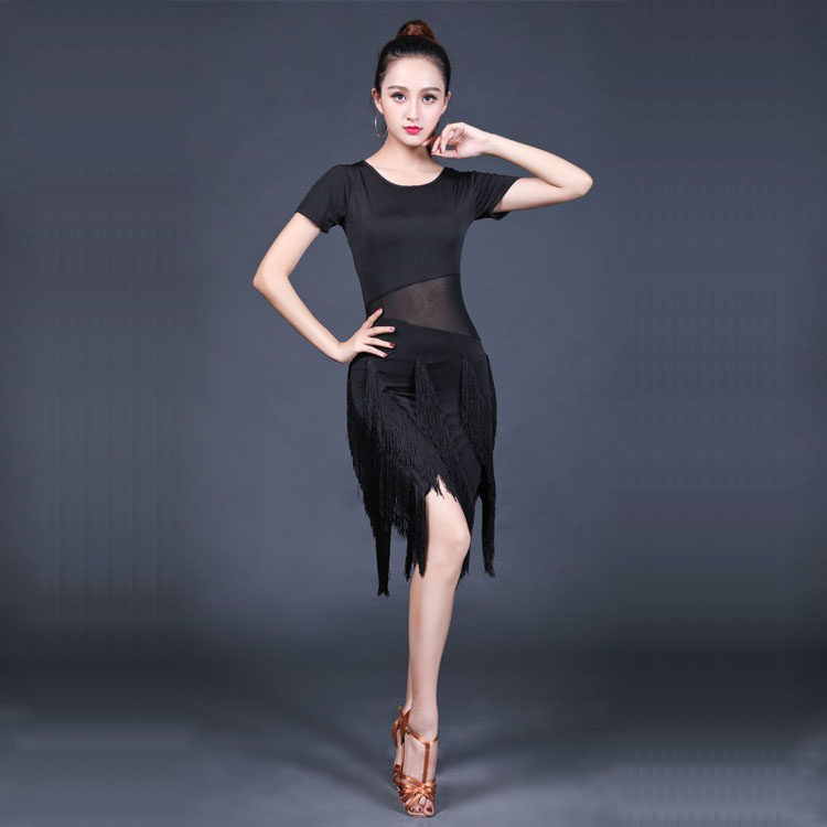 Latin dance dresses Adults Sexy slim multilayer streaming Sudance dress rehearsas for the spring and summer new foreign dress