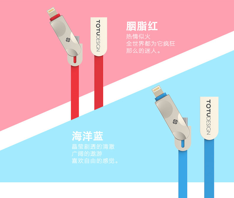 TOTU Zinc Alloy Connector Rhombic Quick Charge Lightning+Micro USB Candy Cable for Apple iPhone iPad Android Smartphones Tablet
