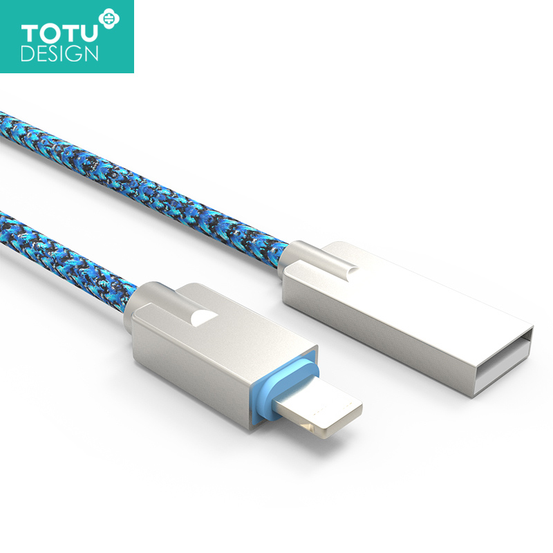 TOTU Zinc Alloy Connector Nylon Braided Quick Charge Lightning Cable for Apple iPhone iPad iPod