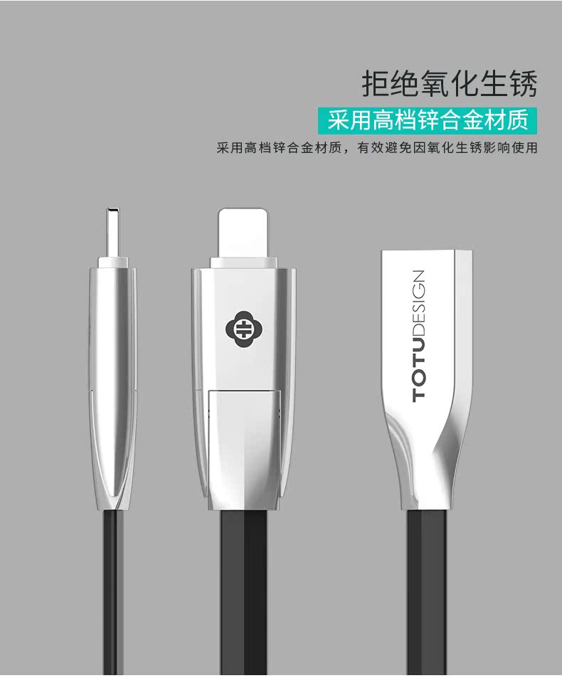 TOTU Zinc Alloy Rotate Connector Rhombic Quick Charge Lightning+Micro USB Cable for Apple iPhone iPad Android Smartphones Tablets