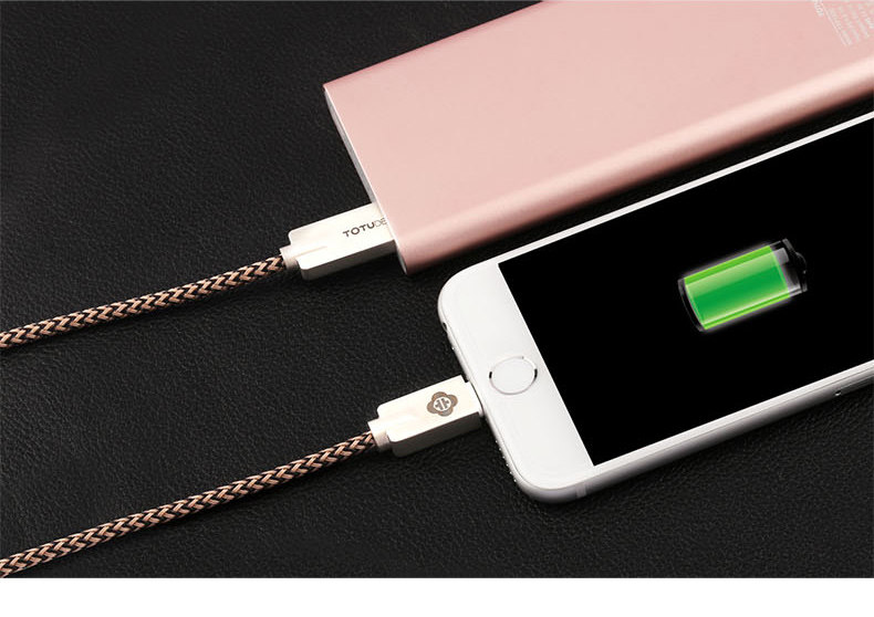 TOTU Zinc Alloy Connector Nylon Braided Quick Charge Lightning Cable for Apple iPhone iPad iPod