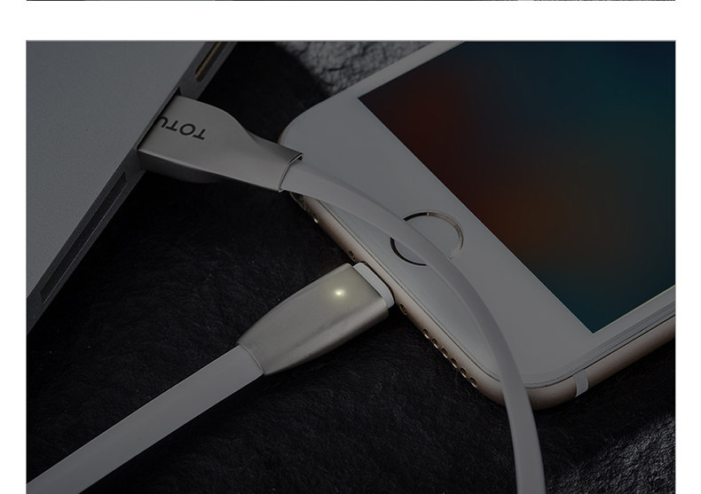 TOTU Zinc Alloy Connector Rhombic LED Audo-disconnect Quick Charge Lightning Cable for Apple iPhone iPad iPod