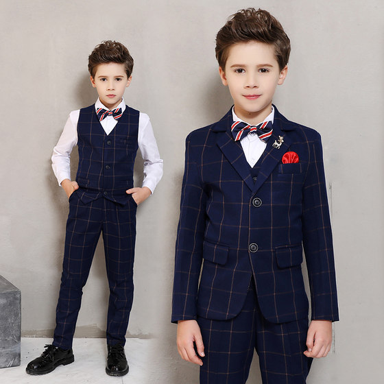Children's dress host suit suit boy's vest trousers flower girl costume high-end British style male spring and autumn
