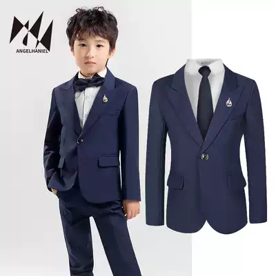 Boys suit suit Korean version of the handsome Western style dark blue flower girl dress Men's and children's suit suit three-piece suit