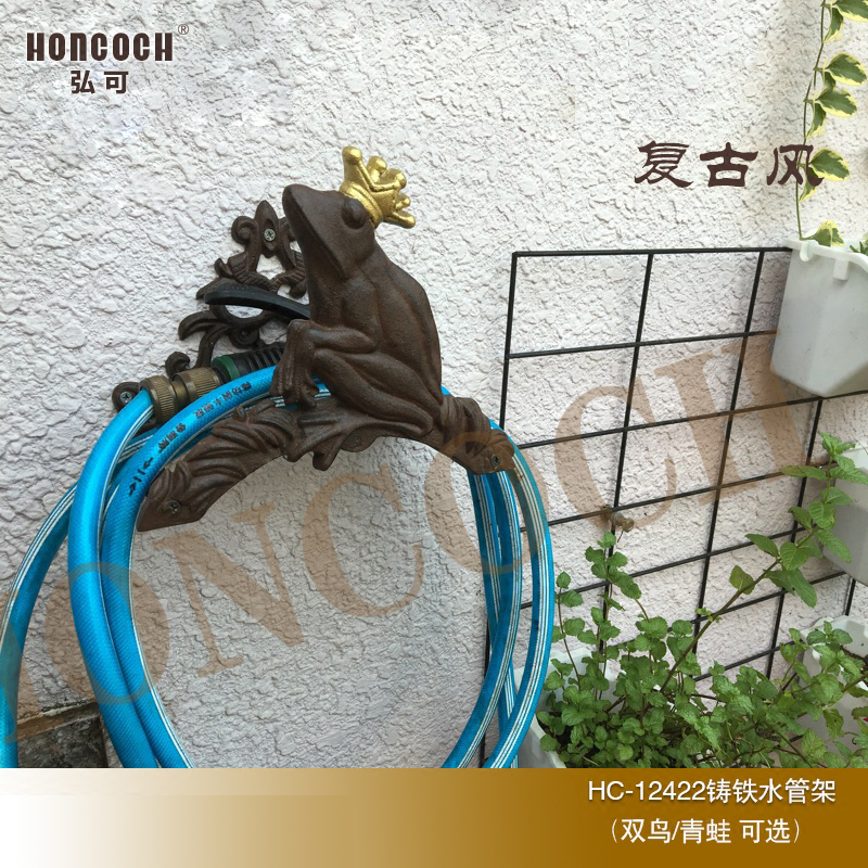 Nordic Cast Iron Courtyard Fields Garden Retro Creative Watering Frame Instrumental Roll Tube Containing Water Pipe Winding Machine Wall-mounted Wall Decoration