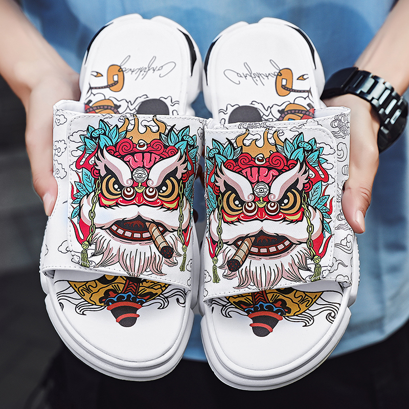 2025 Summer Men's Open-Toe Sandals, Chinese Trend Outdoor Casual Beach Shoes, Korean Style Loafers, Unique Internet Celebrity Sandals