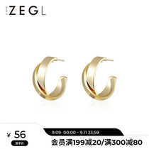 ZENGLIU half circle c earrings female Korean temperament simple cold wind earring studs 925 silver needle Joker ear jewelry