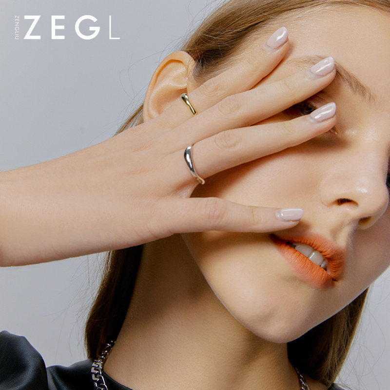 ZENGLIU irregular wave ring female ins tide simple cold wind niche temperament fashion personality Food ring