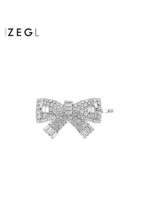 ZEGL sparkling bow hairclip female side hairclip back of the head Korean temperament clip headdress Net red hair jewelry