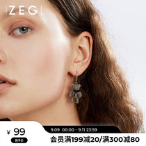 ZENGLIU bow bear earrings female niche design sense cute earrings jewelry 2021 New Tide