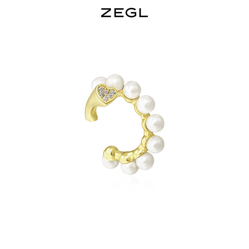 ZEGL Designer Advanced Sensual Pearl Ear Clip Female Light Lavish Retro-Ear Bone Clip Earrings Without Earhole Ear Ornaments