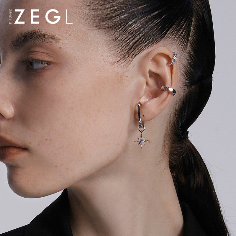 ZENGLIU retro ear clip ear bone clip no pierced earrings female simple cold wind earrings high-end ear jewelry