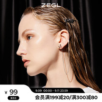 ZEGL bow stud hairclip one earring female niche design advanced sense 925 silver needle ear jewelry hair accessories