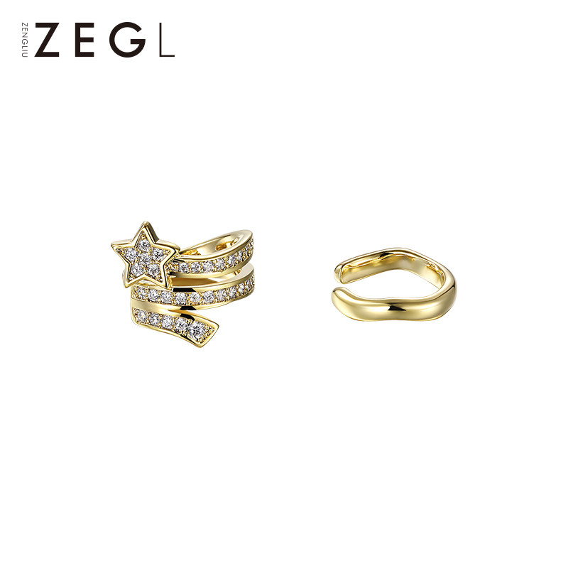 ZENGLIU925 sterling silver star earrings female retro port flavor earrings no earrings earrings cold wind ear jewelry